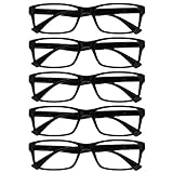 UV ReaderDie Lesebrille Unternehmen Schwarz Wert 5er-Pack Herren Frauen Designer Stil Leser RRRRR92-1 +2,50