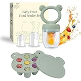 Silikon Fruchtsauger Baby: Schnuller und Muttermilch, Eis am Stiel, Gefrierschrank, Aufbewahrungsbehälter für Babynahrung, Eiswürfel für Babyzahnen und Selbstfütterung (Green)