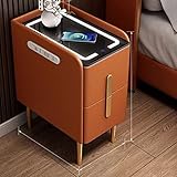 Moderner Nachttisch mit kabelloser Ladestation und LED-Lichtern, Beistelltisch mit 2 Schubladen, für Schlafzimmer und Wohnzimmer, stilvoller Beistelltisch mit USB-Anschlüssen, Farbe D, Schwarz