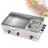 Kommerzieller Edelstahl-Flachgrill mit einstellbarer Temperatur, für den Außenbereich, Gastronomie, Gas-Grill, Teppanyaki-Bratpfanne, LPG-Gasgrill für die Küche