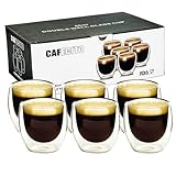 Espressotassen Set (6 x 80ml),Doppelwandig Espresso Gläser Thermogläser Gläser aus Borosilikatglas - Pülmaschinenfestes Latte Macchiato Gläser,Cappuccino Tassen,Kaffeetassen