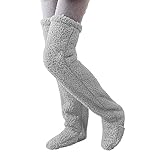 BIBOKAOKE Kuschelsocken Damen Plüsch Overknee Socken Flauschig Winter warme Socken Teddy Fleece Overknee Strümpfe Weiche Knee High Socks für Herbst Winter Haussocken Wintersocken