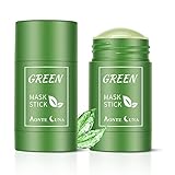 2PACK Grüntee Purifying Clay Green Tea Mask, Green Pore Stick, Monte Luna Deep Cleansing Smearing Mask, Moisturizing Nourishing Skin