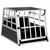 CADOCA® Hundetransportbox Aluminium Hundebox Kofferraum robust verschließbar trapezförmig M 70x54x51cm Reisebox Autobox Tiertransportbox