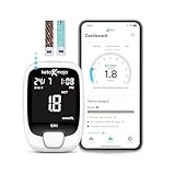 KETO-MOJO GKI Bluetooth-Glukose- & Keton-Testkit (mg/dL) + kostenlose App zur Ketose- & Diabetes-Überwachung – 20 Teststreifen (je 10), Messgerät, 20 Lanzetten, Stechhilfe & Kontrolllösungen