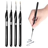 LAINIKE 4er Feine Detail Pinsel Set, Malen Nach Zahlen Pinsel, Modellbau Detail, Miniatur, für Nagelkunst, Acryl, Aquarell, Ölgemälde, Strichmalerei