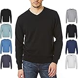 Castle Point Herren CSPKNT004 Strickpullover aus 100% Baumwolle, weicher V-Ausschnitt, Schwarz, XL