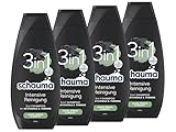 Schauma 3in1 Shampoo Intensive Reinigung (4x 400 ml), Haarshampoo für Haare, Körper und Gesicht, 3in1 Shampoo mit Aktivkohle und Tonerde reinigt das Haar gründlich