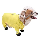 Wasserdichte Jacke für Hunde, wasserdicht für große Hunde, reflektierende Regenjacke für Hunde, winddicht, mit transparenter Kapuze, Jacke für P