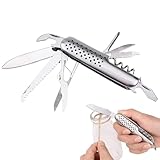 1 Stück Schweizer Taschenmesser, Mini für Schlüsselanhänger, Swiss Army Knife, Mini für Schlüsselanhänger, Swiss Army Knife, mit 11 Funktionen, Klinge, Korkenzieher, Dosenöffner, Multitool