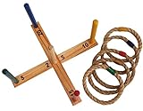 Schildkröt® Ring Toss Ringwurfspiel, Set zum Zusammenschrauben aus zertifiziertem FSC Holz, 1 Wurfkreuz, 5 Wurfringe, 970113