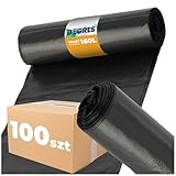 BEGRIS® Müllsäcke Extra Strong 160L 10 Rollen zu 10 Stück stabilen Abfallsäcke LDPE Material Rolle mit Säcken für Arbeit, Haus, Garage Geruchsneutralisierende Müllsack 100 Stück