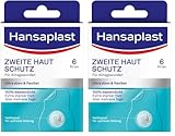 Hansaplast Pflaster Zweite Haut Schutz Regulär (6 Strips), dünnes und flexibles Hydrokolloid-Pflaster mit Heilkapsel-Technologie, wasserdichtes Wundpflaster mit extra starkem Halt für mindestens 72h