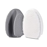 HieerBus Silikon Gesichtsreiniger, Manuelle Peeling Bürste, Handheld Gesichtsreinigungsbürste für Frauen Männer Entfernen Poren Reinigung Massage (grau+weiß)