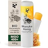beegut Manuka Lippenpflege – Lippenbalsam mit Manuka Honig MGO 400+, Propolis & Bienenwachs – spendet Feuchtigkeit & schützt intensiv – natürliche Lippenpflege für sehr trockene Lippen