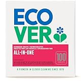 Ecover Spülmaschinentabs All-in-One, mit Geschirrspülsalz und Klarspüler, kraftvolle Reinigung, Mandarinen- & Zitronenduft, 100 Tabs Packung
