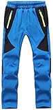 BenBoy Kinder Softshellhose Gefüttert Skihose Thermohose Wasserdicht Winter Schneehose Jungen Mädchen Wanderhose Outdoorhose,KZ0008-Skyblue-XL