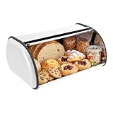juunyeer Brotbehälter aus Edelstahl, 43.5 * 27 * 18cm Roll-Top Brotbox, Rollbrotkasten Klappkasten Brotkorb Rolldeckel, für Kuchen, Brötchen, Gebäck, Pfannkuchen Silber