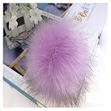 GreatRise 2 Stück 14cm Fellbommel mit Lederriemen Kunstfell Bommel Kunstpelz Pompon Faux Fuchspelz Waschbär Anhänger für Pelzschmuck Mützen Tasche Schals Kleidung Zubehör Taro Violett 14cm