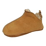 Hollert Lammfell Kinder Hausschuhe BALI Fellschuhe für Jungen & Mädchen mit weicher Sohle Puschen Schuhgröße EUR 35, Farbe Cognac