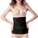 ChongErfei 3-in-1-Bauchwickel nach der Geburt – Erholungsbauch/Taille/Beckengürtel, schwarzes Bauchband nach der Geburt (Schwarz,L)
