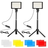 Ci-Fotto LED Video Licht 2-Pack die Fotografie, Dimmbare 5600K USB LED-Videoleuchte Ministativ und Farbfiltern für Fotostudios, Farbfiltern für Kleinwinkelaufnahmen, Videoaufzeichnung, Game-Streaming