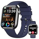 Smartwatch Damen Herren, 1.83' HD Fitness Tracker mit Schrittzähler/Blutdruckmessung/Pulsuhren/Telefonfunktion, Schlaftracker, 120+ Sportmodi, IP68 Wasserdicht Fitnessuhr&Sportuhr für Iphone Android
