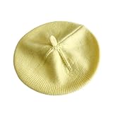 Whakano Unisex Baby Beanie Mütze Winter und Herbst,Baskenmütze Kindermütze Malermütze,Kleinkind Strickmütze für Mädchen und Jungen,Beanie mit Weichem Innenfutter Gefütterte,Hellgelb