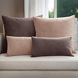 Selfitex 4er Set Cord Sofakissen 2X 30x50 + 2X 50x50, Couchkissen inkl. Füllkissen, samtiger Kissenbezug mit weicher Kissenfüllung, Flauschige Dekokissen für Wohn- & Schlafzimmer (Valencia)