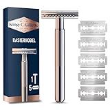 King C. Gillette Rasierhobel Herren, Rasierer + 5 Rasierklingen, Safety Razor mit langlebigen Klingen, Geschenk Männer