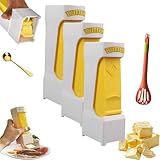 One-Touch Butter Cutter, One Button Butter Slicer and Storage Case, Portable Butter Slicer Gadget Dispenser, Butter Dispenser Sticks with Stainless Steel Blade for Bread, Cakes, Cookies (3Pcs)