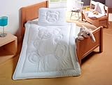 Home Oase Kinderbettdecke & Kopfkissen Set 100x135 cm + 40x60 cm – Atmungsaktiv & allergikerfreundlich – Mikrofaser mit Bärenmotiv – Waschbar & trocknergeeignet – Sommer & Übergangsdecke