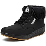 Mishansha Winterstiefel Damen Winterboots Frauen Gefüttert Damenstiefel Wasserdicht Warm Ankle Boots rutschfeste Schneeboots Weiches Stiefel Plateau, Schwarz 40