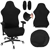 Bürostuhl überzug Set,4Stück Gaming Stuhl Bezug,Bürostuhl Bezug Universal,Hussen für Stühle mit Armlehnen,Stuhlrücken bezug,Sitzbezug bürostuhl für Computer Stühle/pc Sitzbezug Stuhl (Schwarz)