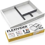 PRACTICAL COMFORT Verstellbarer Schubladen-Organizer – FLEXIVIDER Teleskop-Aluminium-Schubladenteiler (Set aus 1 Lang, 1 Mittel, 1 Kurz, Grau) für anpassbare Aufbewahrung