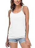 ELFIN Damen Yoga Tanktop Spaghetti Top Sommer Bluse Sport Ärmelloses Basic Shirt Oberteile Mit breitem Bund am Saum