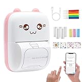 ZHITING Mini Drucker, Fotodrucker für Smartphone, Bluetooth Label Printer mit 5 * Thermodruckpapier und 5 * Aquarellstifte, für Lernen, Studiennotizen, Anatomische Diagramme, Fotos