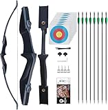 Recurve-Bogen-Set mit 8 Pfeilen, 30-40 lb Bogenschießen-Takedown-Bogen für Rechts- und Linkshänder, Anfänger bis Erwachsene (schwarz, Beidhändig, 30, Pfund)