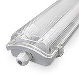 LUXULA LED Feuchtraumleuchte mit 2x18W LED-Röhren T8-120cm - 3600lm - 4000K Neutralweiß - IP65 IK08 - verknüpfbar - Wannenleuchte Werkstatt Keller Garage