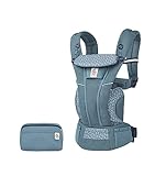 Ergobaby Omni Breeze Babytrage für Neugeborene ab Geburt bis 20kg, 4 Positionen SoftFlex Mesh Ergonomische Babybauchtrage Rückentrage Baby-Tragetasche (Twilight Blue Daisies)