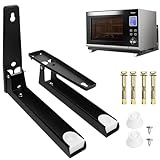 2 Stück Mikrowellen-Halterung, Mikrowellen-Halterung, Wandhalterung für Mikrowelle, Wandhalterung aus Edelstahl 304, verstellbare Teleskop-Mikrowellen-Halterung, schwarz