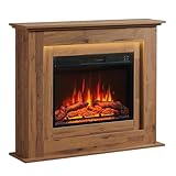 BALDERIA Finn Elektrokamin mit Heizung - Freistehender elektrischer Kamin, dunkle Eiche, 3D-Flammeneffekt, LED-Ambientebeleuchtung, 2 kW Heizleistung, inkl. Fernbedienung & Montagematerial