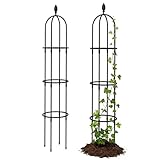 Outsunny Garten Rankhilfe 2er Set 174 cm Obelisk Rankhilfe aus Stahl Abnehmbar Pflanzenstütze Obelisk Rankgitter Höhe Rankgitter Käfige für Kletterpflanzen Rose Gurke Tomate