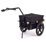 SAMAX Transportanhänger Fahrradanhänger Lastenanhänger Fahrrad Anhänger Handwagen mit Kunststoffwanne für 60 Kg / 70 Liter in Schwarz