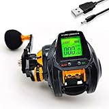 SPORTARC 6.3:1 Digitale Baitcasting Angelrolle mit Linienzähler, 5+1 Edelstahl-Kugellager, Magnetbremse, EVA-Griff, für Rafting und Baitcasting