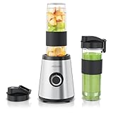 Arendo - Standmixer klein - 500 W – mini Smoothie Maker to Go - Mixer - zwei Becher – 500-570 ml – Klingen aus Edelstahl - 3 Modi – Behälter BPA-frei – für Säfte Smoothies Cocktails uvm