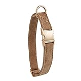 YUDOTE Ultraweiches Hundehalsband natürliche Baumwolle Cord für Groß Hunde mit empfindlicher Haut,Braun