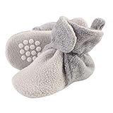 YYST Luvable Friends Unisex Baby Cozy Fleece Booties, Neutral Gray Light Gray, 0-6 Months