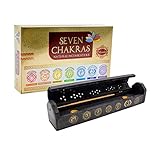 Set 7 Chakren: Masala Räucherstäbchen 7 Chakras inkl. Räucherstäbchen-Box mit Chakra Symbolen aus Rosenholz, handgefertigt, Chakra Geschenkset