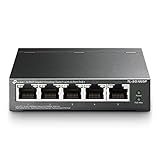 TP-Link TL-SG1005P PoE Switch 5-Port Gigabit Lan Switch mit 4 PoE+ Ports (65 Watt, IEEE-802.3af/at PoE,lüfterlos, Plug-and-Play, robustes Metallgehäuse) Schwarz